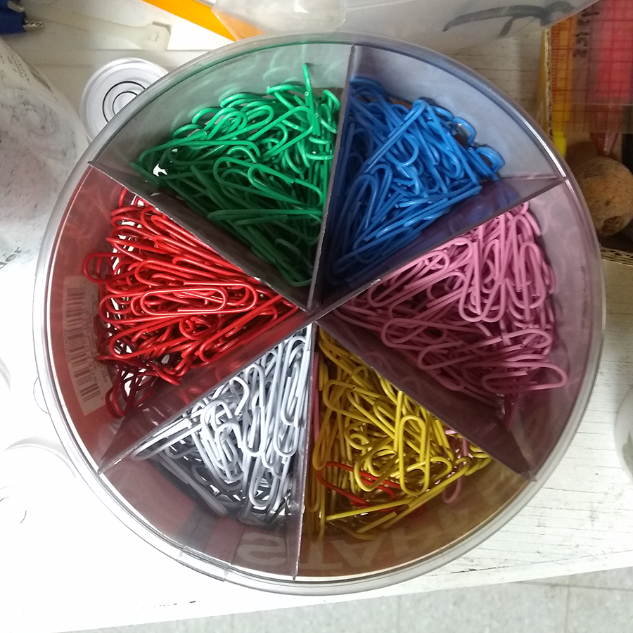 Rainbow of paper clips.