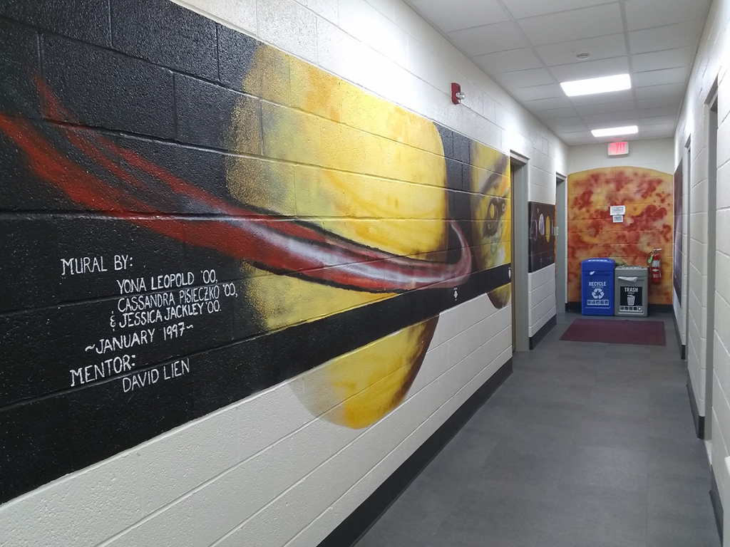 Partial hallway mural.