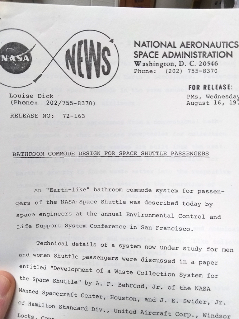 Title: Bathroom Commode Design for Space Shuttle Passengers