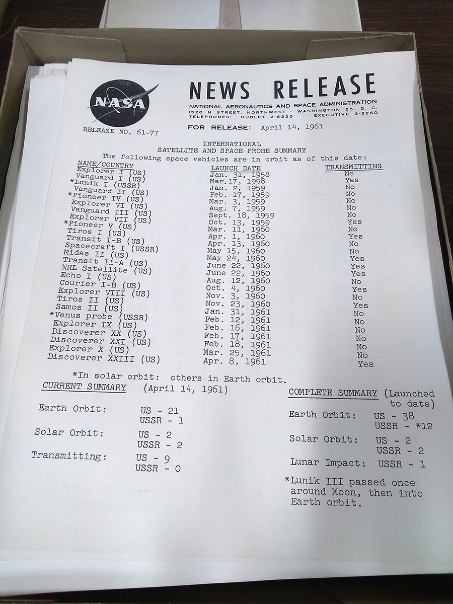 NASA press release of satellites in orbit