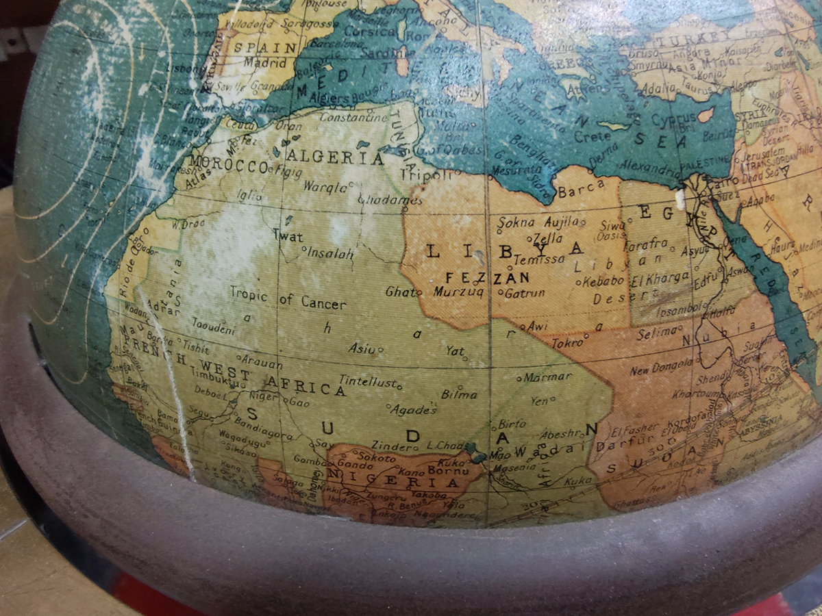 Globe showing French West Africa.