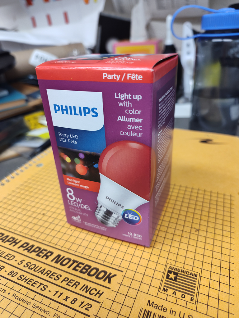 Red LED lamp box, labeled for "Party"