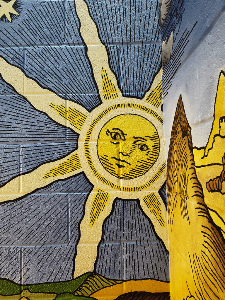 Detail of sun from Observatory mural