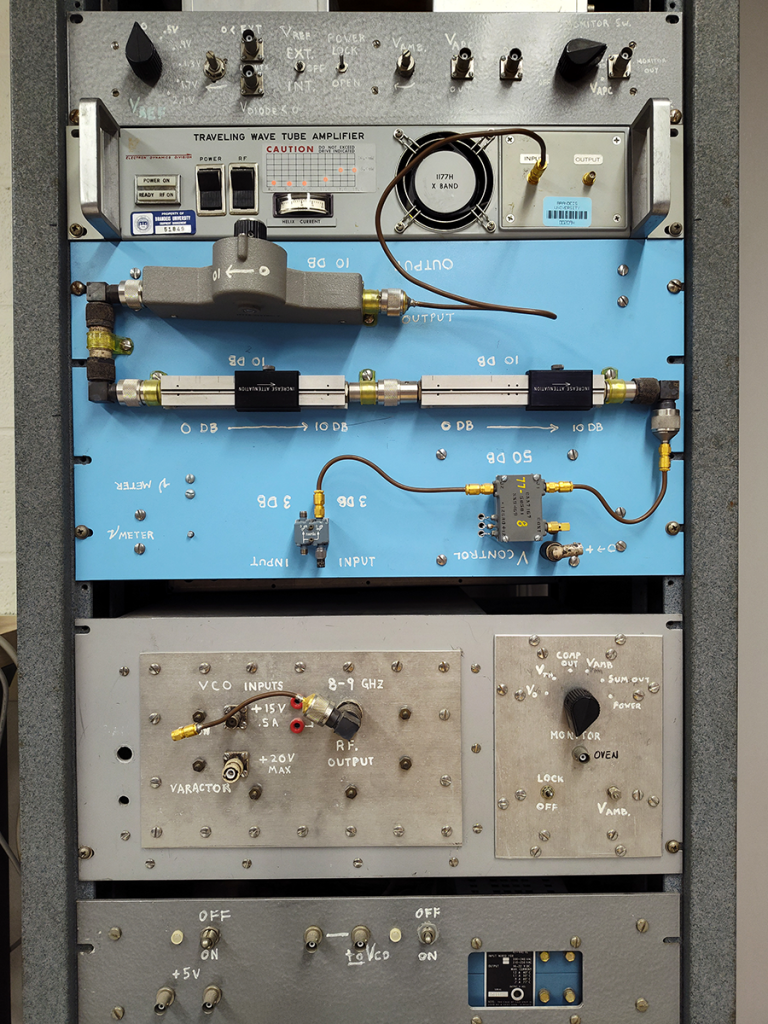 19 inch racks full of electronics and measuring equipment.