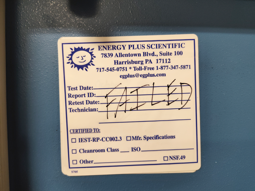 Service tag scrawled with a giant "FAILED" and no other information.